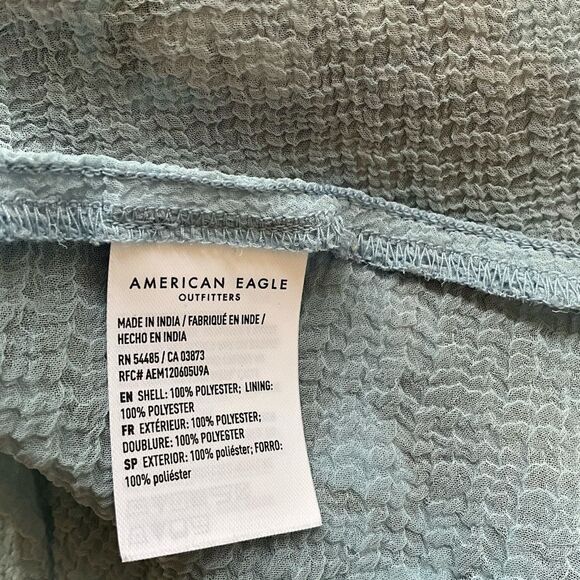 American Eagle Blue Floral Paisley Babydoll Top Size M Bow Tie Back - Picture 14 of 15